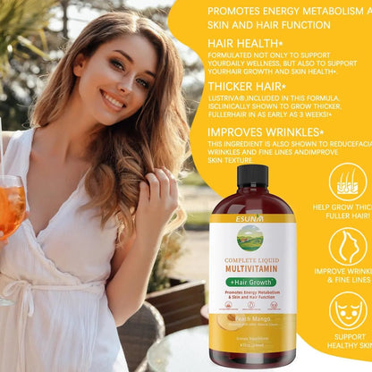 ESUNM Complete Liquid Multivitamin + Hair Growth, Promotes Energy Metabolism& Skin and Hair Function| Vitamin C D | B Vitamins | - dailyvitalstore