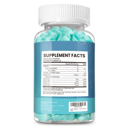 Esverco Magnesium Glycinate Gummies 500mg Sleep for Men & Women Vitamin C, Vegan Promotes Relaxation Muscle, Chewable Magnesium, No Melatonin, Non GMO, Natural Blueberry Flavor, 60 Count - dailyvitalstore