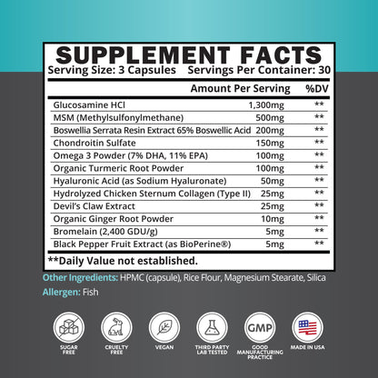 ETAFOR Joint Support Supplement - Joint Health Supplement with Glucosamine, Boswellia Serrata, Turmeric and Black Pepper Extract - dailyvitalstore