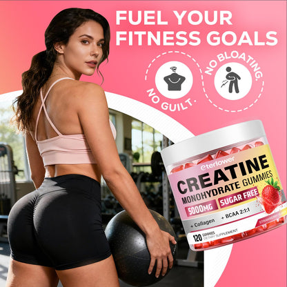 eterlower Creatine Monohydrate Gummies, 5g Creatine Gummies for Women & Men.Pre-Workout & Muscle Growth Support, - dailyvitalstore