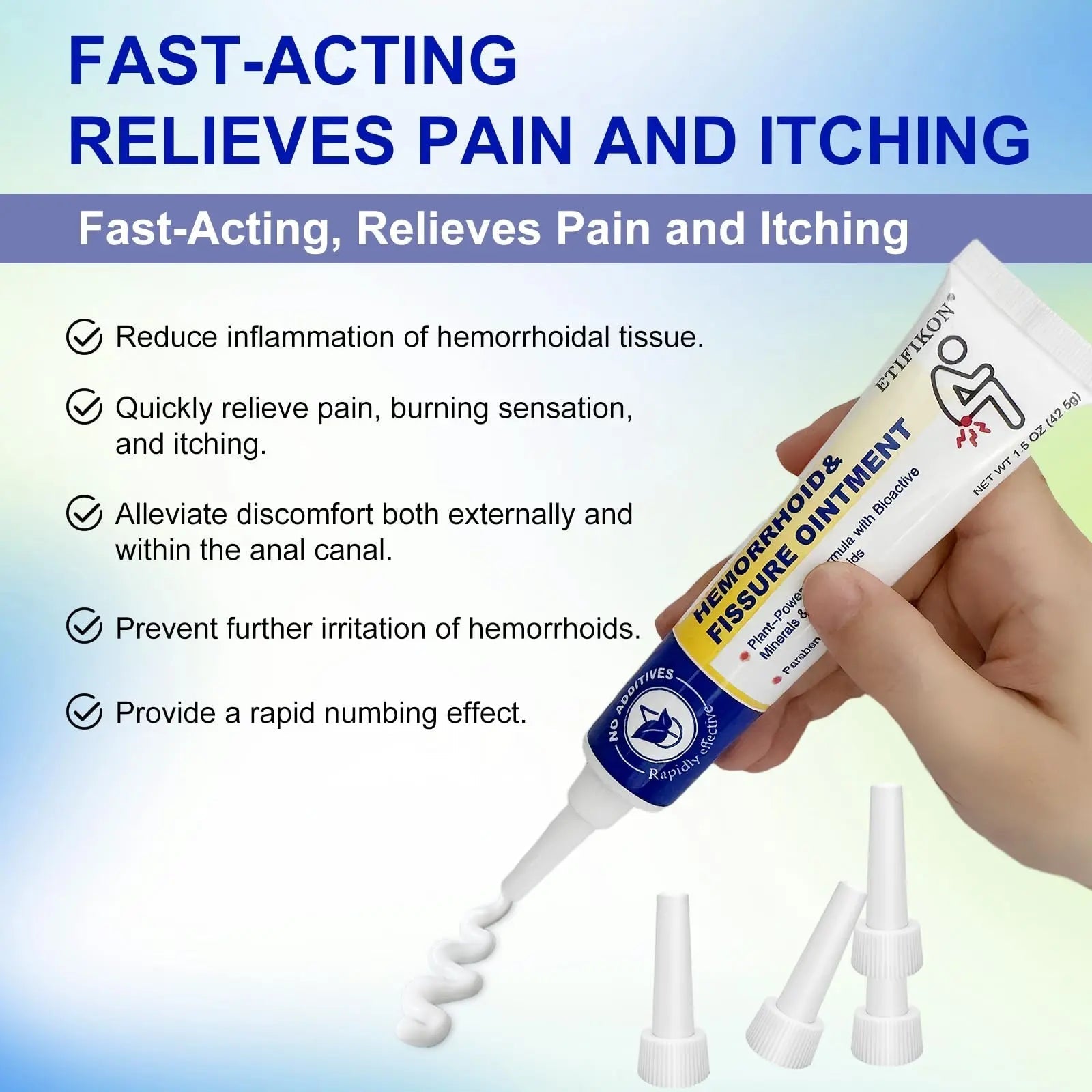 ETIFIKON Hemorrhoid & Fissure Ointment with 4% Lidocaine & Phenylephrine HCI – 42.5g Comforting Care Cream for Internal & External Areas – Helps Soothe Irritation & Support Daily Comfort (1 Pack) - dailyvitalstore