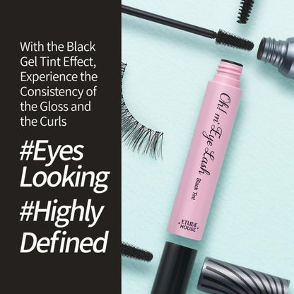 ETUDE Oh M'Eye Lash Black Tint Mascara – Natural Glossy Effect with Long Lasting Strong Curl System, Volume Enhancing, Smudge-Free, Improved fixation and water resistance, Korean Makeup, Kbeauty - dailyvitalstore