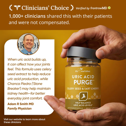 Eu Natural Purge Uric Acid Flush - Eat & Drink What You Want - Uric Acid Support for Joints & Mobility with Celery Seed, Tart Cherry - dailyvitalstore