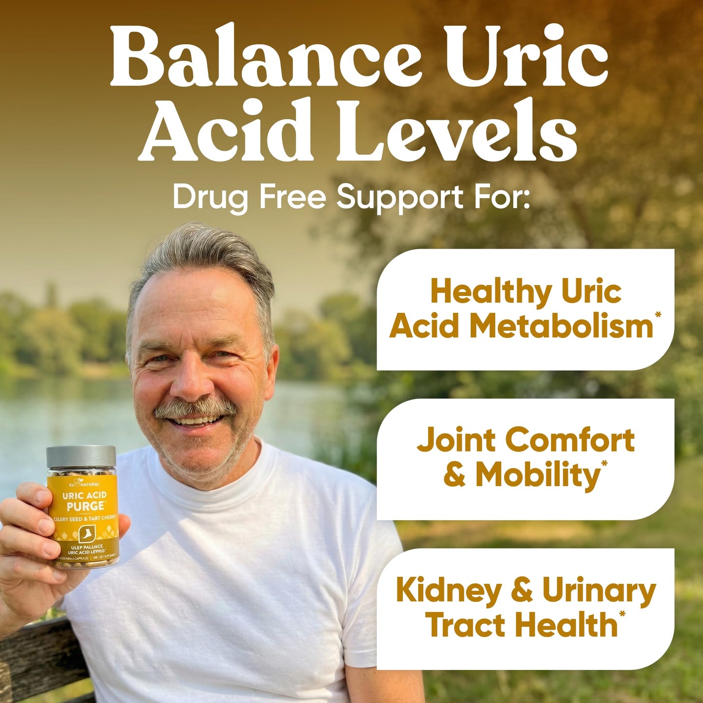 Eu Natural Purge Uric Acid Flush - Eat & Drink What You Want - Uric Acid Support for Joints & Mobility with Celery Seed, Tart Cherry - dailyvitalstore