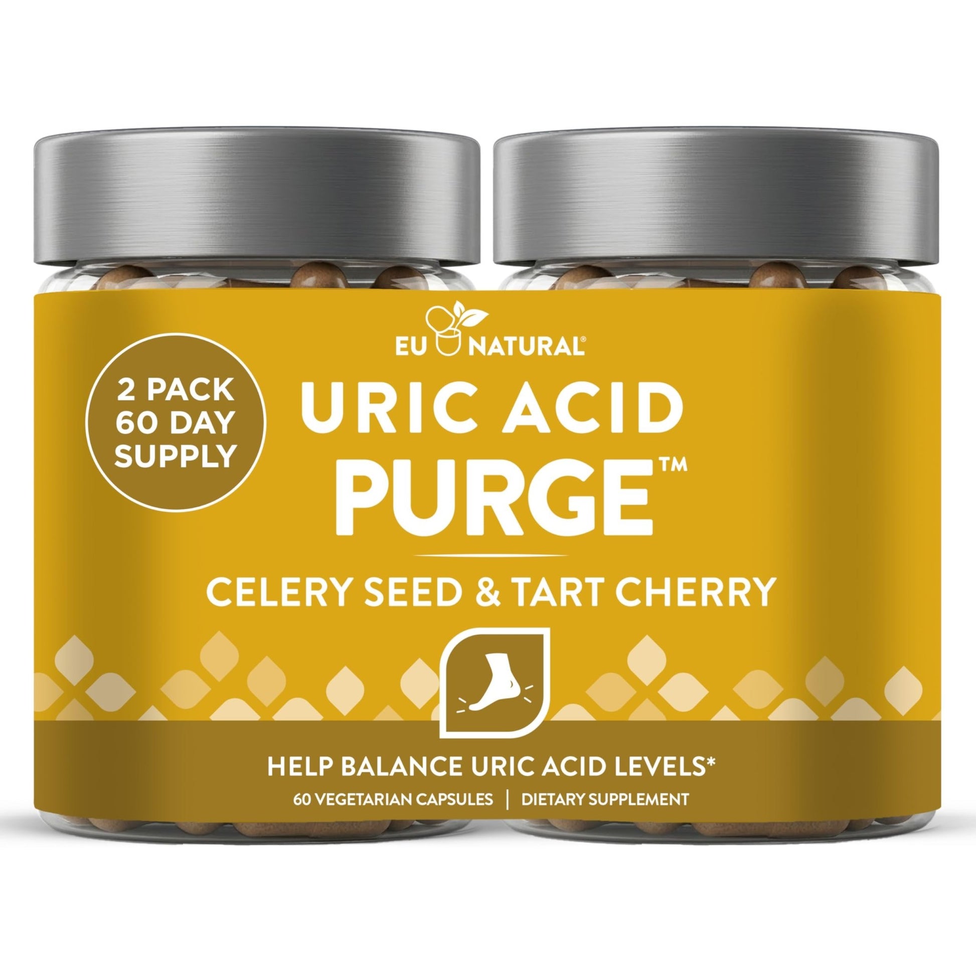 Eu Natural Purge Uric Acid Flush - Eat & Drink What You Want - Uric Acid Support for Joints & Mobility with Celery Seed, Tart Cherry - dailyvitalstore