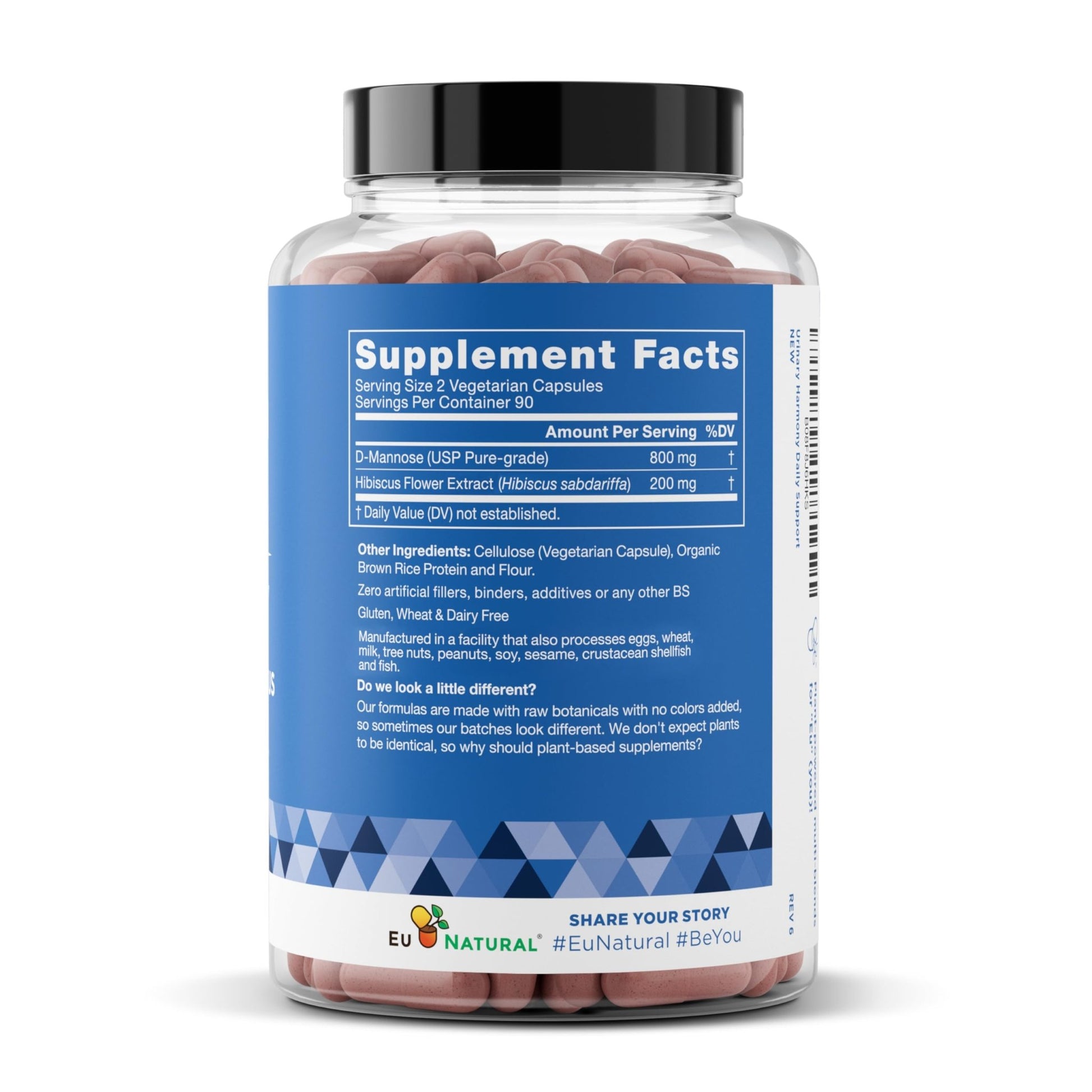 Eu Natural Urinary Harmony D-Mannose Supplement - Urinary Tract Health for Women - Fast-Acting Urinary Cleanse & Flush with Clinical-Strength D-Mannose & Hibiscus - 180 Capsules - dailyvitalstore