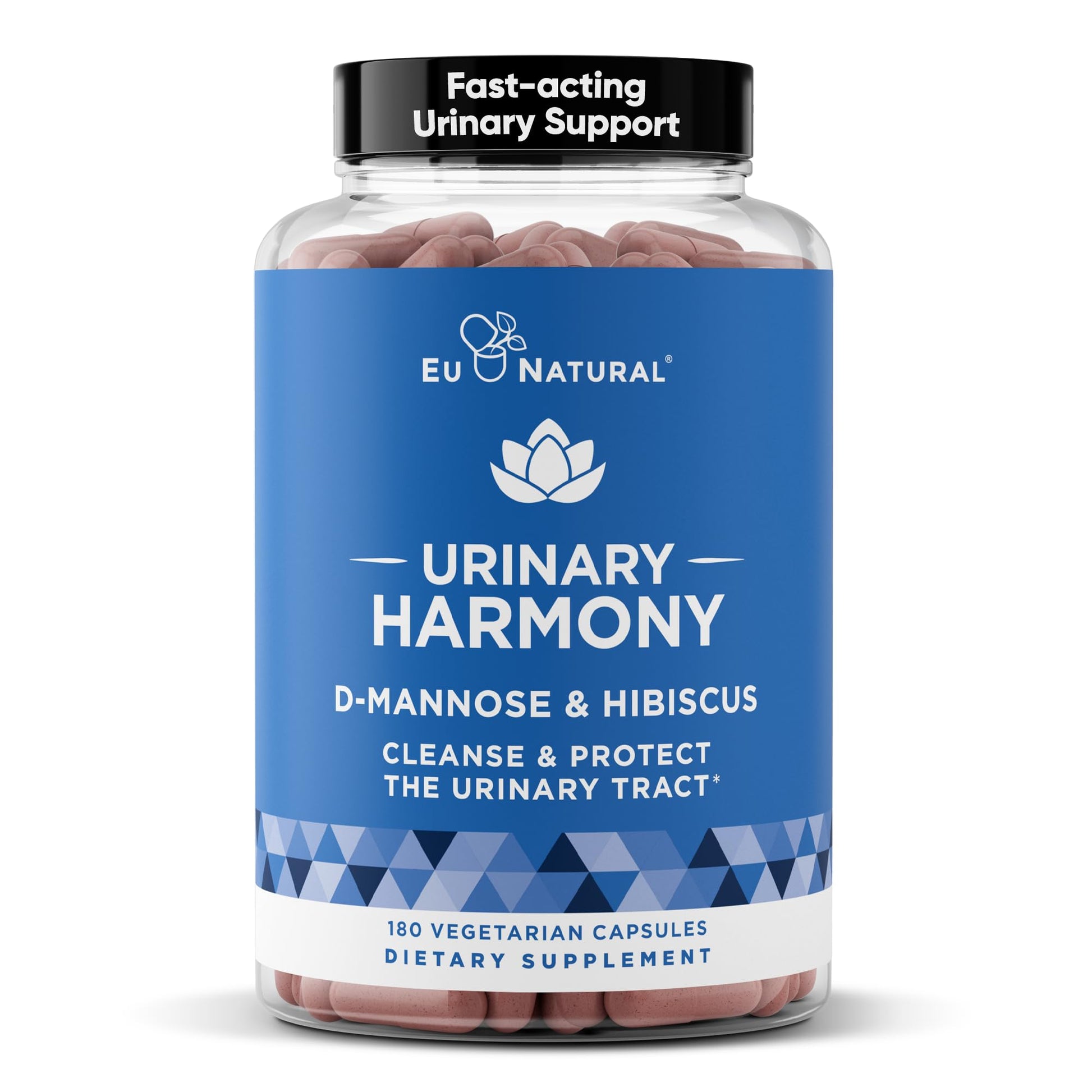 Eu Natural Urinary Harmony D-Mannose Supplement - Urinary Tract Health for Women - Fast-Acting Urinary Cleanse & Flush with Clinical-Strength D-Mannose & Hibiscus - 180 Capsules - dailyvitalstore
