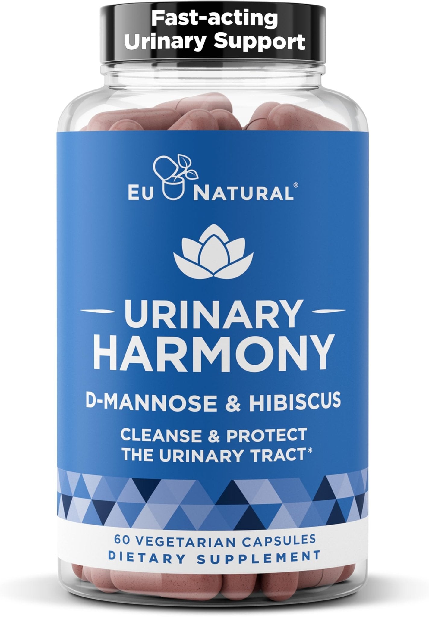 Eu Natural Urinary Harmony D-Mannose Supplement - Urinary Tract Health for Women - Fast-Acting Urinary Cleanse & Flush with Clinical-Strength D-Mannose & Hibiscus - 60 Capsules - dailyvitalstore