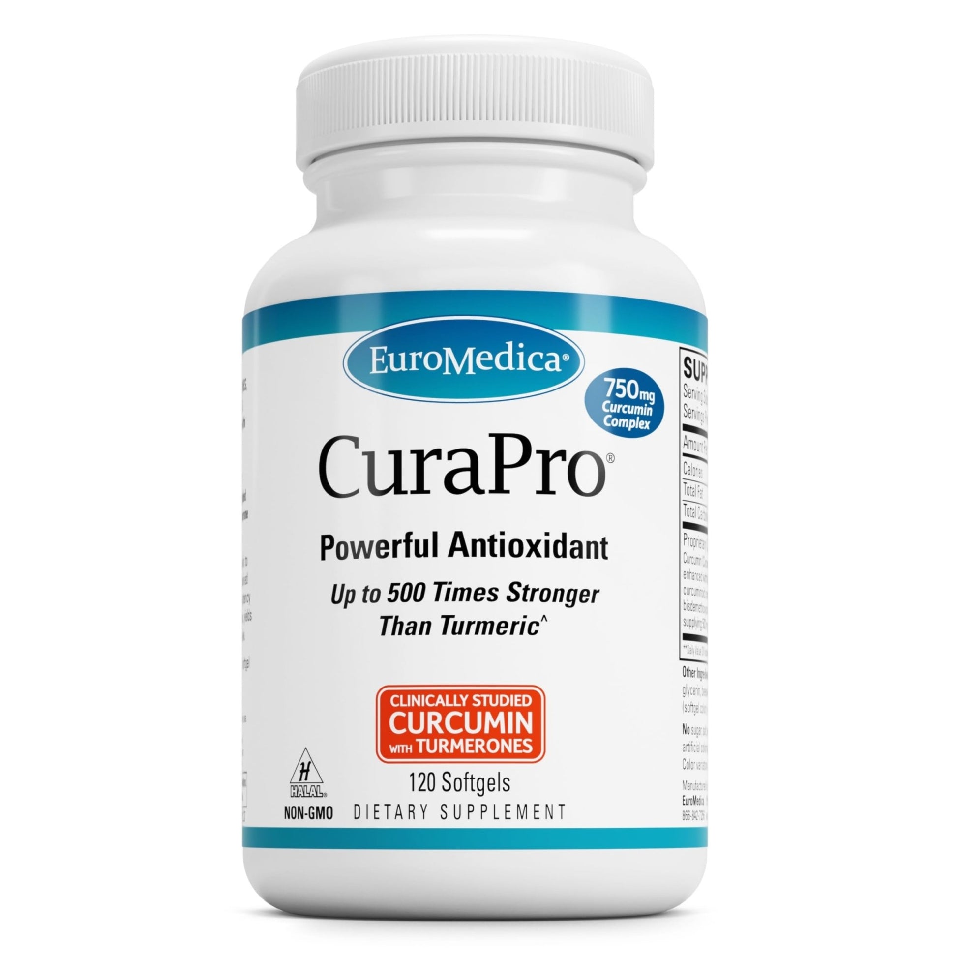 EuroMedica CuraPro 750 mg - Liver, Heart & Brain Health Support - Turmeric Essential Oil for Immune System & Antioxidant Support - Up to 500x Stronger Than Turmeric - Non-GMO - 120 Softgels - dailyvitalstore