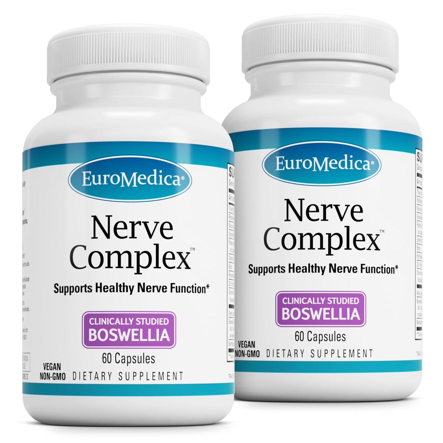 EuroMedica Nerve Complex - Herbal Supplement with Bioactive Vitamin B12 - Circulation & Nerve Health Support Supplement - Vegan Capsules with Boswellia Serrata - 60 Capsules, 2 Pack (120 Capsules) - dailyvitalstore
