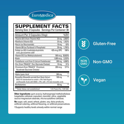 EuroMedica Nerve Complex - Herbal Supplement with Bioactive Vitamin B12 - Circulation & Nerve Health Support Supplement - Vegan Capsules with Boswellia Serrata - 60 Capsules, 2 Pack (120 Capsules) - dailyvitalstore