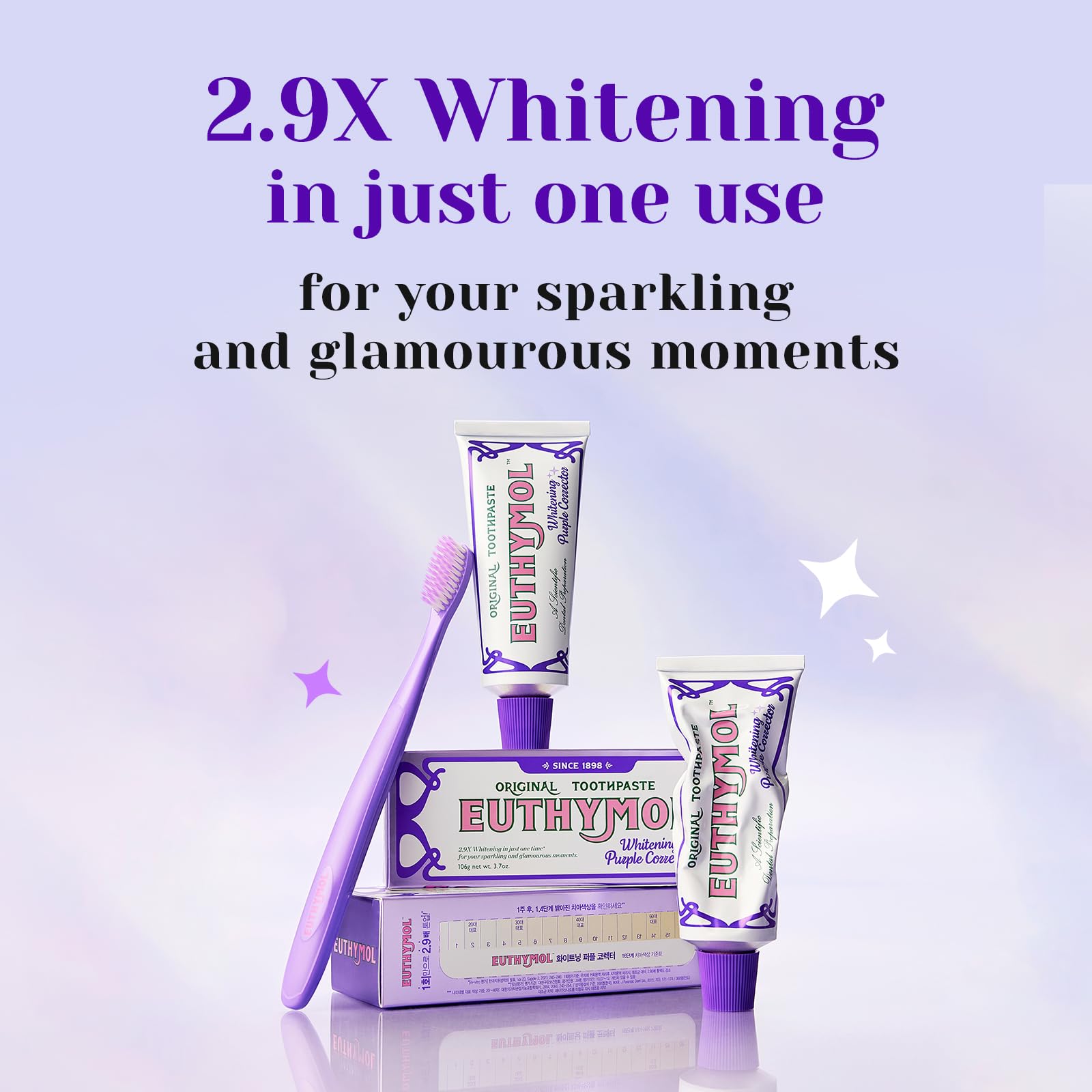 Euthymol Purple Whitening Toothpaste (3.7 fl oz) – for Yellow & Sensitive Teeth | Violet Tone-Up Formula, Instantly Brightens, - dailyvitalstore