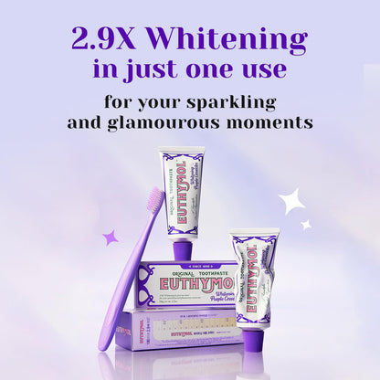 Euthymol Purple Whitening Toothpaste (3.7 fl oz) – for Yellow & Sensitive Teeth | Violet Tone-Up Formula, Instantly Brightens, - dailyvitalstore