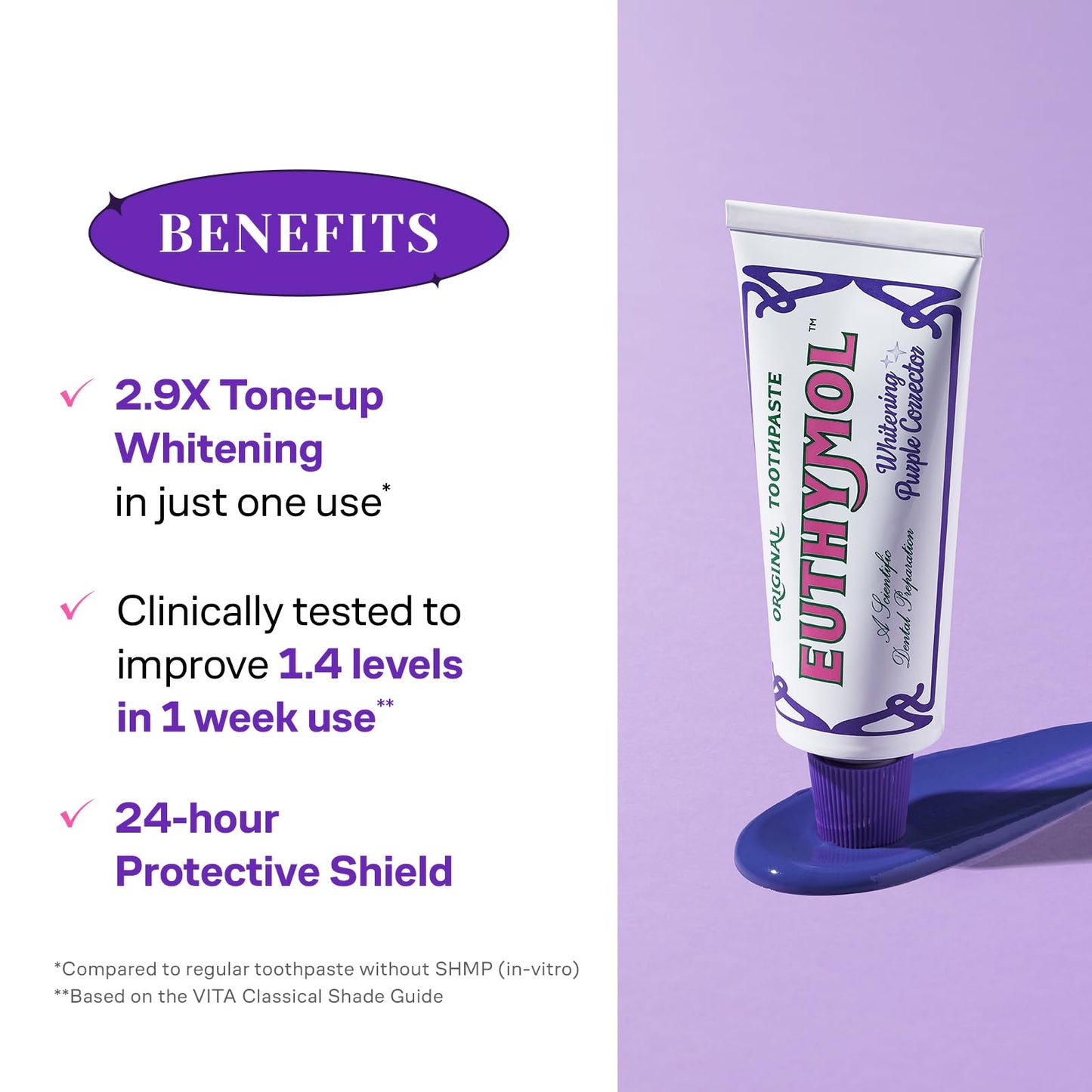 Euthymol Purple Whitening Toothpaste (3.7 fl oz) – for Yellow & Sensitive Teeth | Violet Tone-Up Formula, Instantly Brightens, - dailyvitalstore