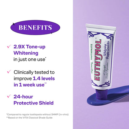 Euthymol Purple Whitening Toothpaste (3.7 fl oz) – for Yellow & Sensitive Teeth | Violet Tone-Up Formula, Instantly Brightens, - dailyvitalstore