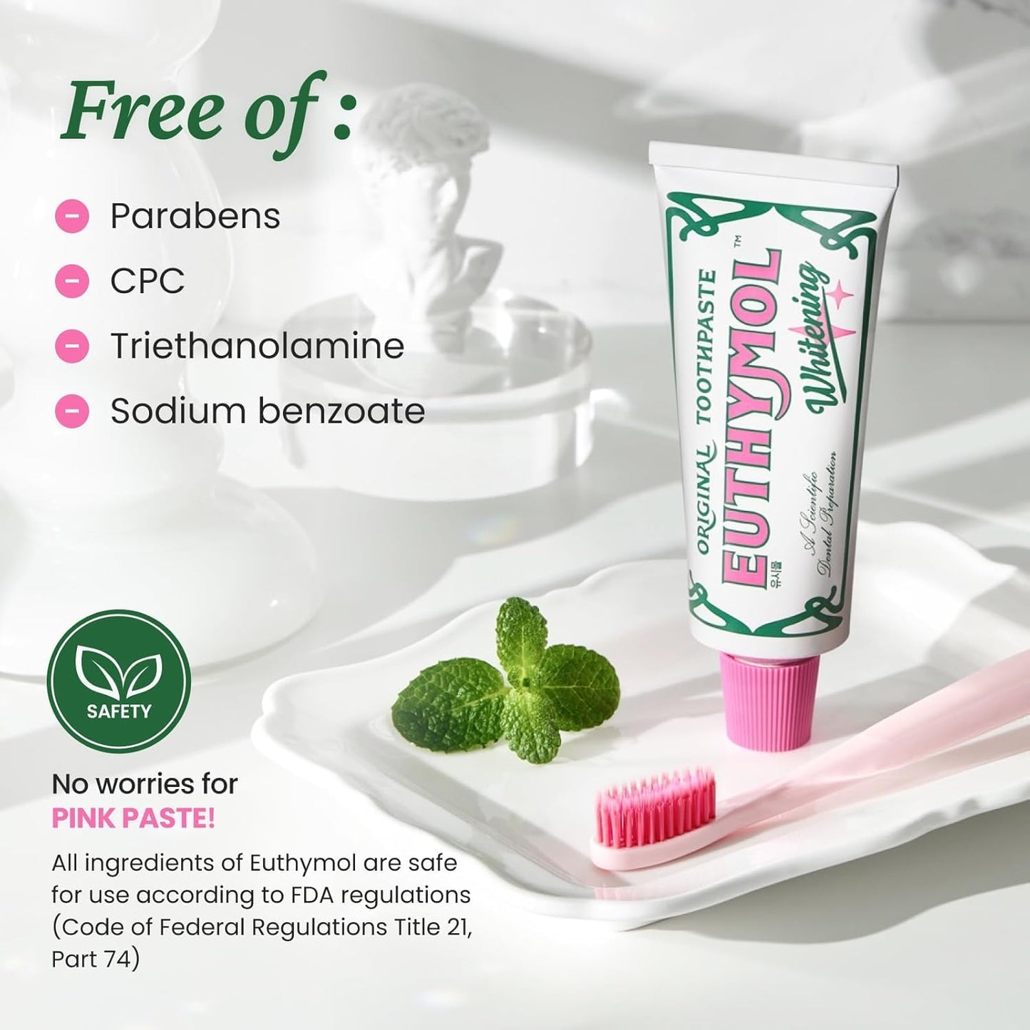 EUTHYMOL Whitening Toothpaste (3.7fl oz) - Stain Removal in 2 Weeks, Long-Lasting Freshness for Sensitive Gum & Teeth. Bad Breath - dailyvitalstore