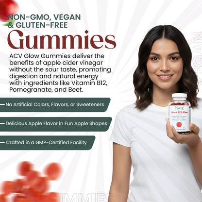 Everé ACV Glow Gummies – Apple Cider Vinegar with B12, B6, Iodine, Folate, Beetroot & Pomegranate – Daily Wellness Support for Energy & Balance - dailyvitalstore