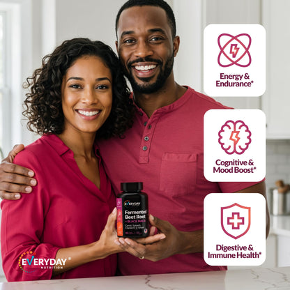 EVERYDAY NUTRITION Organic Fermented Beet Root & Black Maca Capsules with Carrot, Spinach, Cranberry & Ginger | Superfood for Energy, Stamina & Wellness | 90 Veggie Capsules | Made in USA - dailyvitalstore