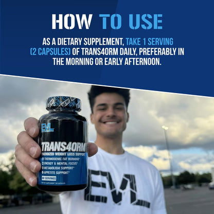 EVL Thermogenic Fat Burner Support - Fast Acting Weight Loss Energy and Appetite Support - Trans4orm Green Tea Supplement - dailyvitalstore