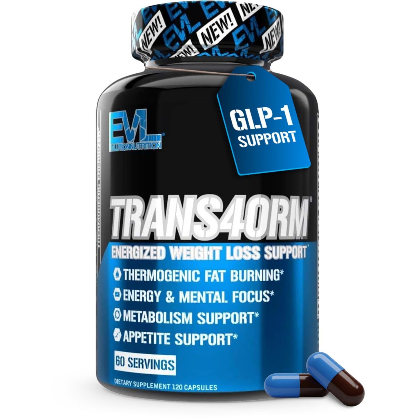 EVL Thermogenic Fat Burner Support - Fast Acting Weight Loss Energy and Appetite Support - Trans4orm Green Tea Supplement - dailyvitalstore