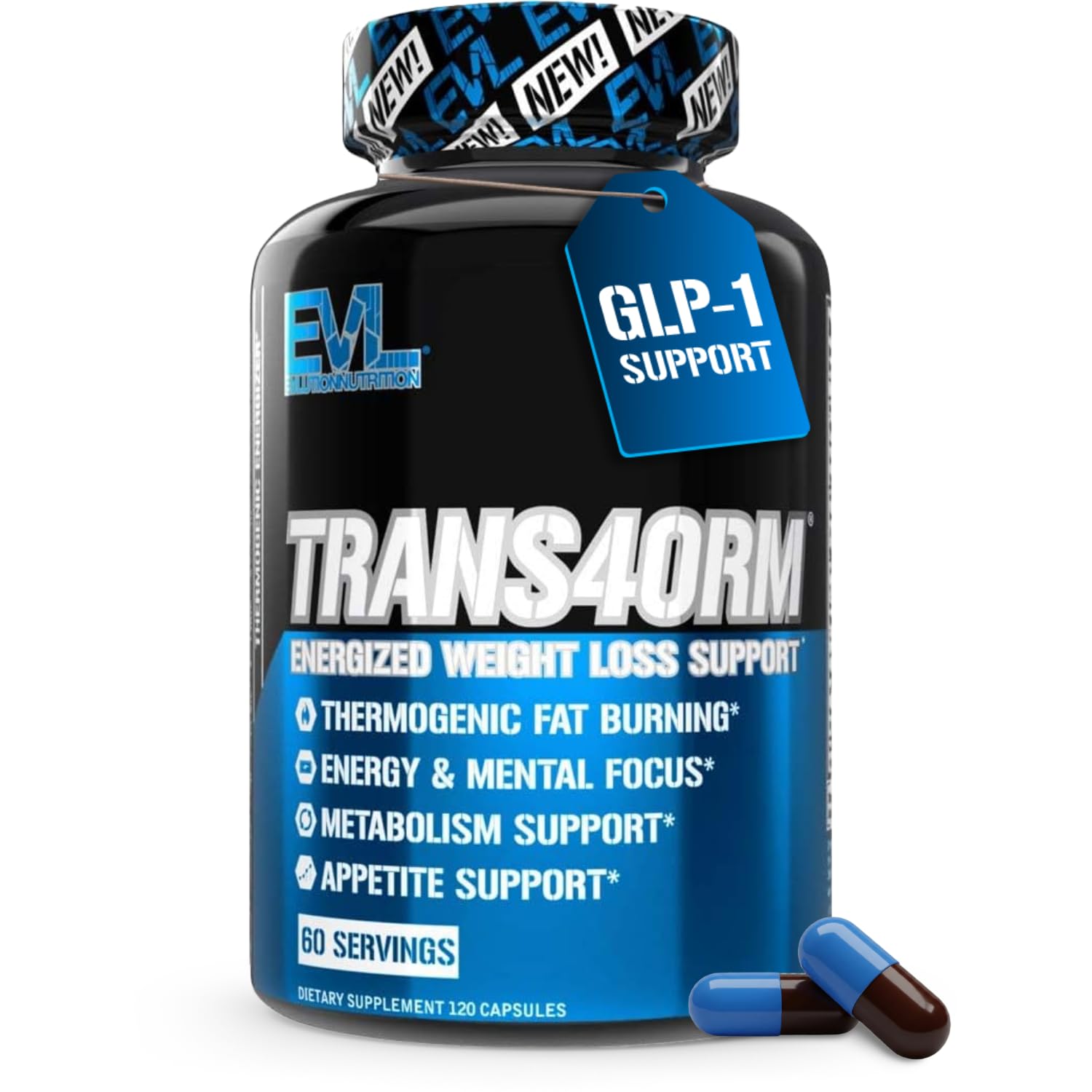 EVL Thermogenic Fat Burner Support - Fast Acting Weight Loss Energy and Appetite Support - Trans4orm Green Tea Supplement - dailyvitalstore