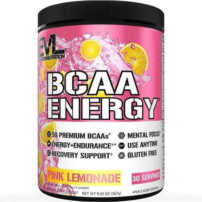 Evlution EVL BCAAs Amino Acids Powder - BCAA Energy Pre Workout Powder for Muscle Recovery Lean Growth and Endurance - Rehydrating Post Workout Recovery - dailyvitalstore