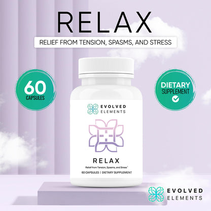Evolved Elements All-Natural Muscle Relaxer | 60 Capsules | Spasm Relief with Magnesium, Passion Flower, and Valerian Root | Relieves Muscle Spasms, Tension, and Promotes Calmness - dailyvitalstore