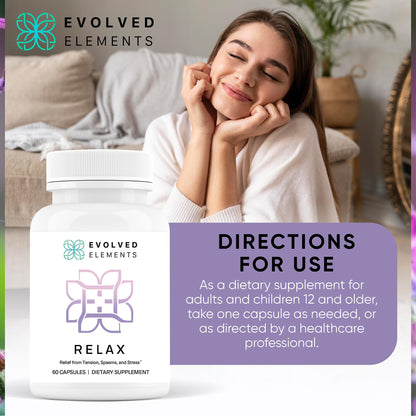 Evolved Elements All-Natural Muscle Relaxer | 60 Capsules | Spasm Relief with Magnesium, Passion Flower, and Valerian Root | Relieves Muscle Spasms, Tension, and Promotes Calmness - dailyvitalstore
