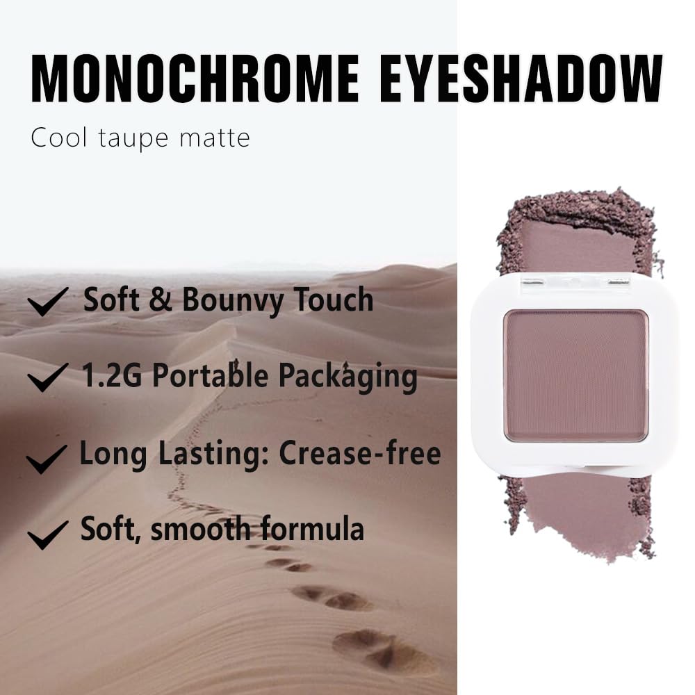 evpct Mauve Taupe Plum Matte Single Eye Shadow Palette Makeup for Older Women, Plum Lavender Purple Natural Cream Eyeshadow Palette for Green Eyes, High Pigment Mini Monochrome Eyeshadow - dailyvitalstore
