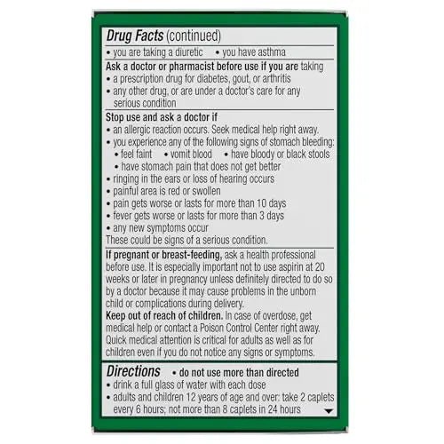 Excedrin Extra Strength Caplets for Headache Pain Relief, Acetaminophen 250mg, Aspirin 250mg, Caffeine 65mg, Pain Reliever, 24 count - dailyvitalstore