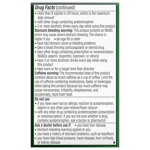 Excedrin Extra Strength Caplets for Headache Pain Relief, Acetaminophen 250mg, Aspirin 250mg, Caffeine 65mg, Pain Reliever, 24 count - dailyvitalstore