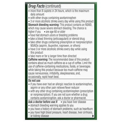 Excedrin Extra Strength Caplets for Headache Pain Relief, Acetaminophen 250mg, Aspirin 250mg, Caffeine 65mg, Pain Reliever, 24 count - dailyvitalstore