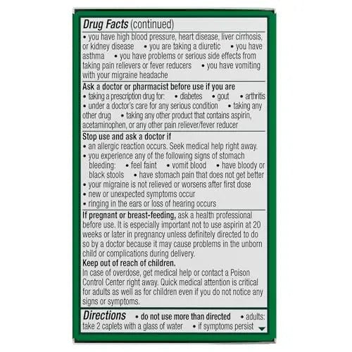 Excedrin Migraine Relief Caplets for Migraine Symptoms, Acetaminophen 250mg, Aspirin 250mg, Caffeine 65mg, Pain Reliever, 24 Count - dailyvitalstore