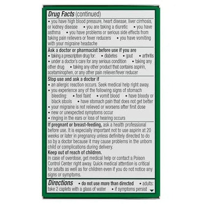 Excedrin Migraine Relief Caplets for Migraine Symptoms, Acetaminophen 250mg, Aspirin 250mg, Caffeine 65mg, Pain Reliever, 24 Count - dailyvitalstore