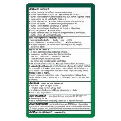 Excedrin Migraine Relief Caplets to Alleviate Migraine Symptoms - 200 Count - dailyvitalstore