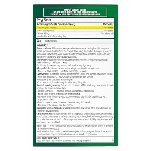 Excedrin Migraine Relief Caplets to Alleviate Migraine Symptoms - 200 Count - dailyvitalstore