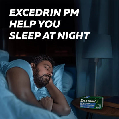 Excedrin PM for Headache Relief, Acetaminophen 250mg, Aspirin 250mg, Diphenhydramine Citrate 38mg, Pain Reliever, Nighttime Sleep-Aid, 100 Count - dailyvitalstore