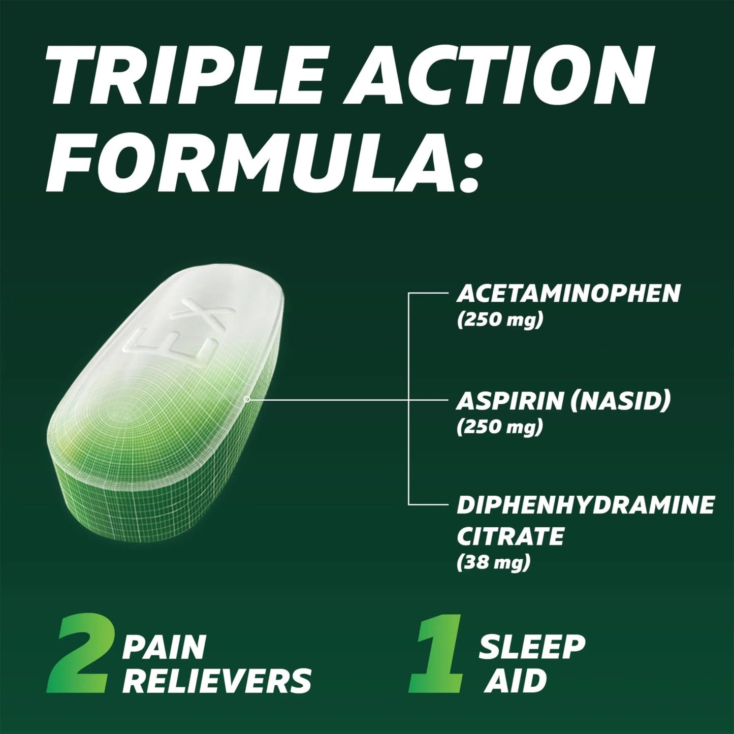 Excedrin PM for Headache Relief, Acetaminophen 250mg, Aspirin 250mg, Diphenhydramine Citrate 38mg, Pain Reliever, Nighttime Sleep-Aid, 24 Count - dailyvitalstore