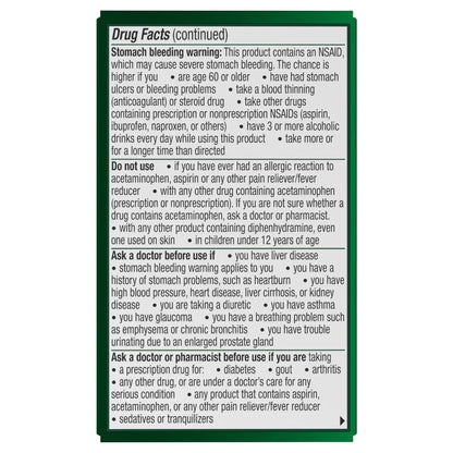 Excedrin PM for Headache Relief, Acetaminophen 250mg, Aspirin 250mg, Diphenhydramine Citrate 38mg, Pain Reliever, Nighttime Sleep-Aid, 24 Count - dailyvitalstore