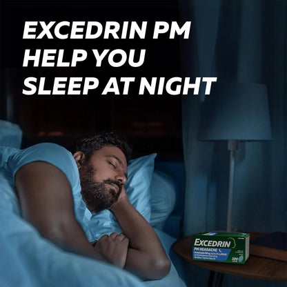 Excedrin PM for Headache Relief, Acetaminophen 250mg, Aspirin 250mg, Diphenhydramine Citrate 38mg, Pain Reliever, Nighttime Sleep-Aid, 24 Count - dailyvitalstore