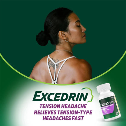 Excedrin Tension Headache Relief Caplets, Acetaminophen 500mg, Caffeine 65mg, Pain Reliever, Aspirin-Free, 100 Count - dailyvitalstore