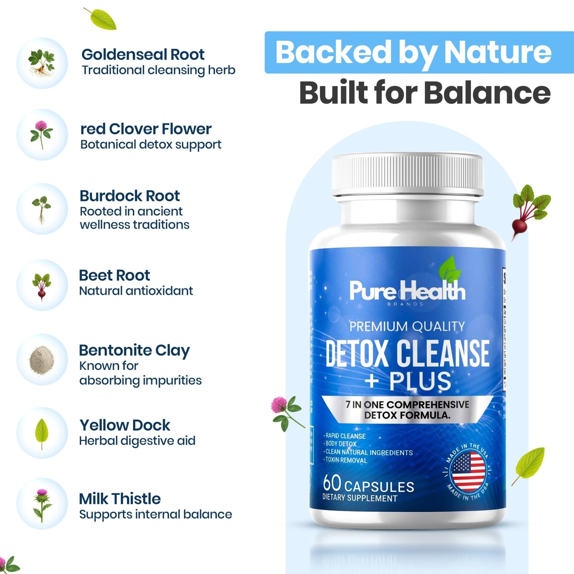 Extra Strength Fast Acting 7-in-ONE Advanced Formula - Full Body Cleanse - Detox & Liver Cleanse - Detox & Liver Repair, All Natural Toxins Remover, Healthy Cleansing Support for Liver (60 Capsule) - dailyvitalstore