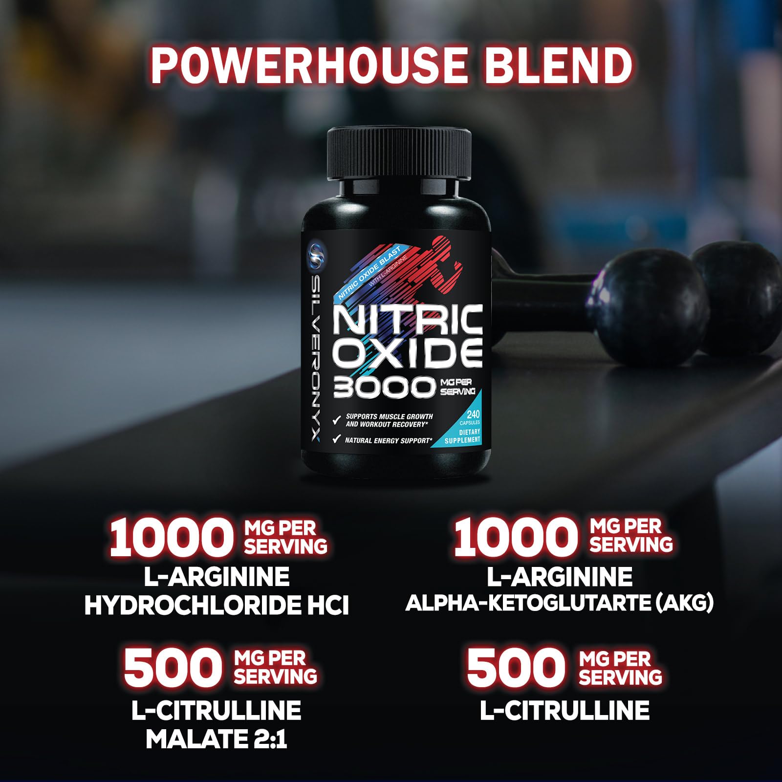 Extra Strength Nitric Oxide Booster - 3X Strength L-Arginine AKG & Citrulline Malate - Men & Women Premium Pre Workout Nitric Booster - Natural Energy & Muscle Support - dailyvitalstore