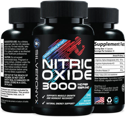 Extra Strength Nitric Oxide Booster - 3X Strength L-Arginine AKG & Citrulline Malate - Men & Women Premium Pre Workout Nitric Booster - Natural Energy & Muscle Support - dailyvitalstore