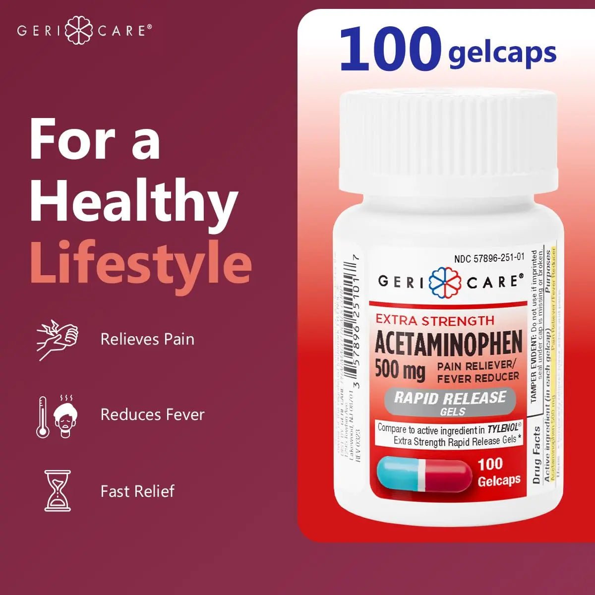 Extra Strength Rapid Release Pain Relief Gelcaps, 100count - dailyvitalstore