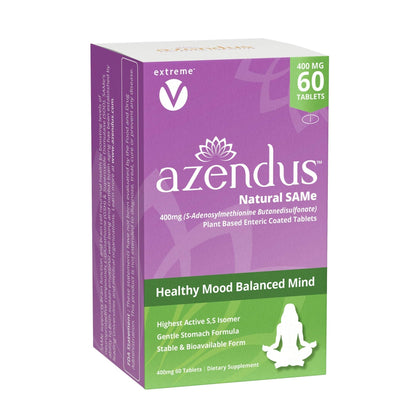 extreme V Azendus SAM-e Mood Support 400mg, 60 Count, Same Butanedisulfonate Fiber Enteric Coated Tablets - dailyvitalstore