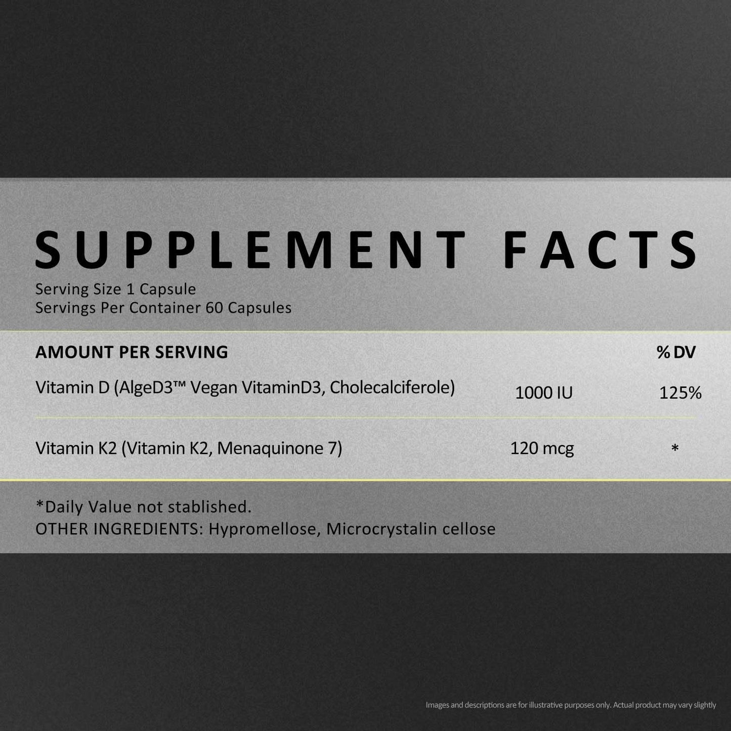 EXUVITAL D3 & K2 Vitamin Supplement, Vegan D3 1000 IU & K2 MK7 120 mcg for Bone, Heart & Immune Support, Non-GMO, Gluten-Free, 60 Vegan Capsules, 2 Months Supply - dailyvitalstore