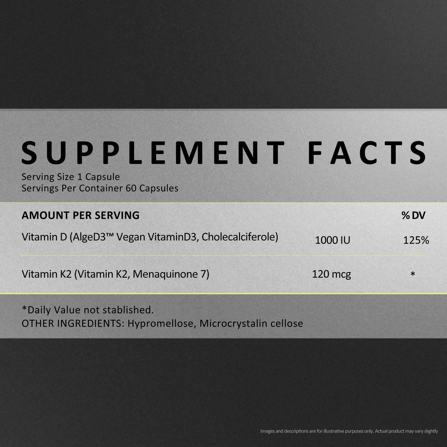 EXUVITAL D3 & K2 Vitamin Supplement, Vegan D3 1000 IU & K2 MK7 120 mcg for Bone, Heart & Immune Support, Non-GMO, Gluten-Free, 60 Vegan Capsules, 2 Months Supply - dailyvitalstore