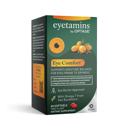 eyetamins® by OPTASE® Eye Comfort™ - 60 Softgels - Eye Doctor Recommended - an Omega-Based Eye Supplement formulated to Support Moisture Balance and Eye Comfort from Within. Plant Based Soft gels. - dailyvitalstore