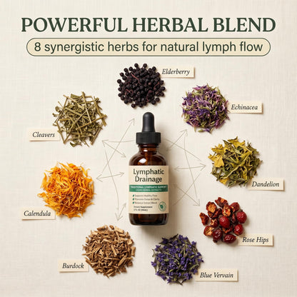 EYUTRD Lymphatic Drainage Drops,1200mg Herbal Blend with Elderberry & Echinacea Dandelion，– Supports Lymphatic Drainage, Immune System & Detox.2 fl.oz (1pcs) - dailyvitalstore